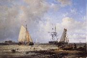 Abraham Hulk Fisherfolk and Ships by the Coast oil painting